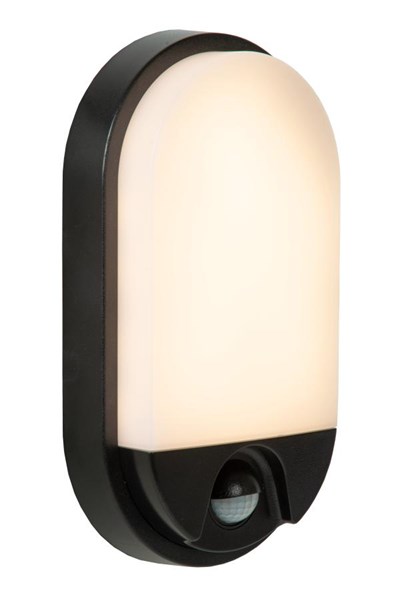 Lucide HUPS IR - Applique murale Intérieur/Extérieur - LED - 1x10W 3000K - IP54- Détecteur De Mouvement & Jour/Nuit - Noir