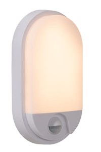 Lucide HUPS IR - Applique murale Intérieur/Extérieur - LED - 1x10W 3000K - IP54- Détecteur De Mouvement & Jour/Nuit - Blanc allumé 1