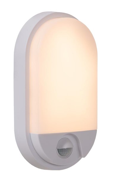 Lucide HUPS IR - Applique murale Intérieur/Extérieur - LED - 1x10W 3000K - IP54- Détecteur De Mouvement & Jour/Nuit - Blanc