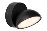 Lucide FINN - Wandlamp Binnen/Buiten - LED - 1x12W 3000K - IP54 - Dag/nacht sensor - Zwart aangezet