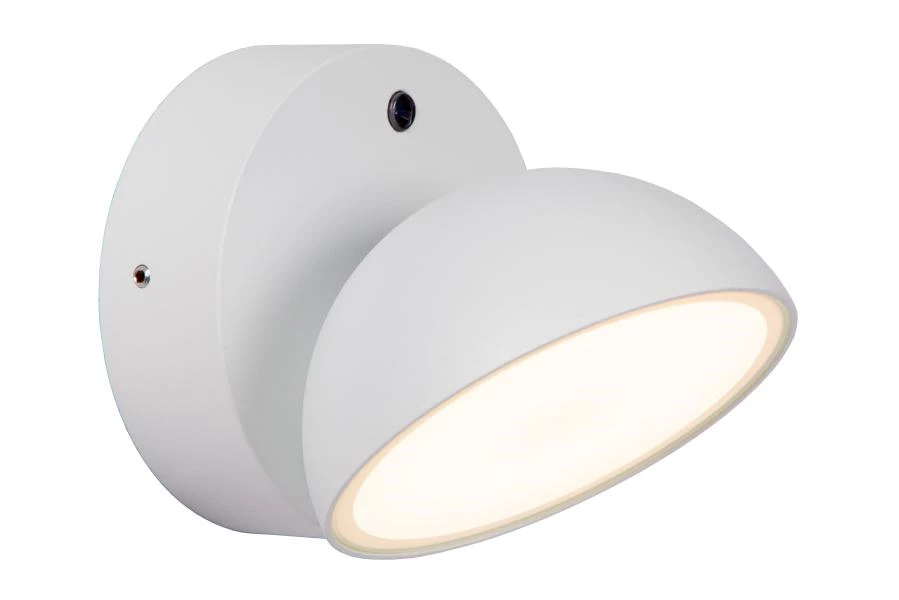 Lucide FINN - Lámpara de pared Dentro/Fuera - LED - 1x12W 3000K - IP54 - Sensor día/noche - Blanco - encendido 1