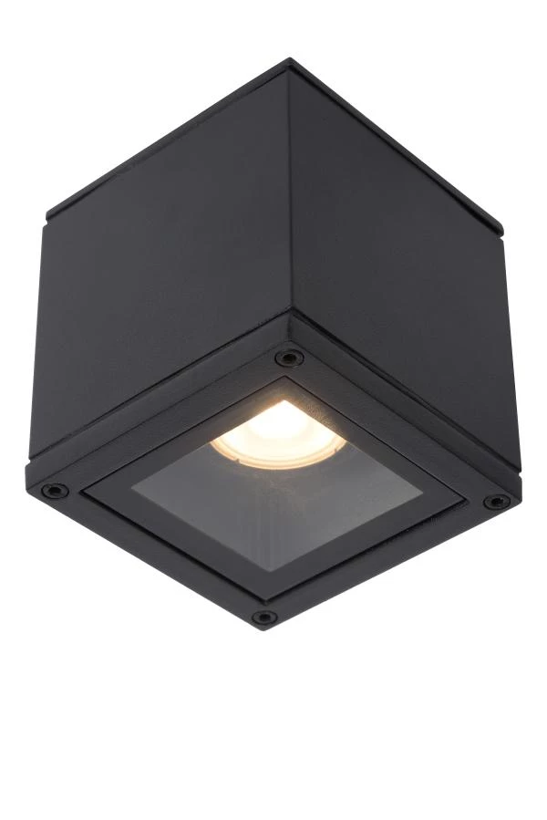 Lucide AVEN - Foco de techo Baño - 1xGU10 - IP65 - Negro - encendido