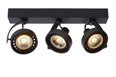 Lucide DORIAN - Plafondspot - LED Dim to warm - GU10 (ES111) - 3x12W 2200K/3000K - Zwart