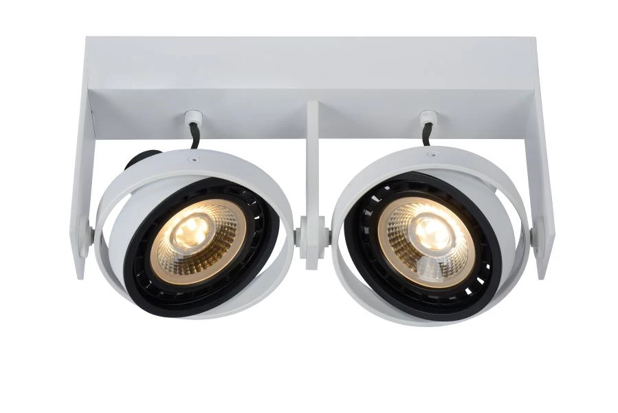 Lucide GRIFFON - Ceiling spotlight - LED Dim to warm - GU10 (ES111) - 2x12W 2200K/3000K - White - turned on 1