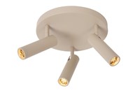 Lucide GRADO - Spot plafond - Ø 25 cm - 3xGU10 (MR11) - Taupe allumé 1