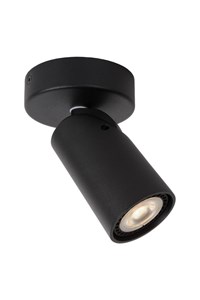 Lucide XYRUS - Foco de techo - Ø 9 cm - LED Dim to warm - GU10 - 1x5W 2200K/3000K - Negro encendido