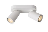 Lucide XYRUS - Plafondspot - LED Dim to warm - GU10 - 2x5W 2200K/3000K - Wit aangezet 1