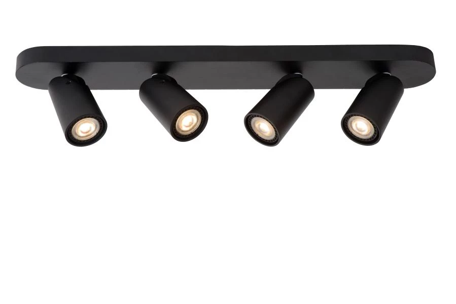 Lucide XYRUS - Ceiling spotlight - LED Dim to warm - GU10 - 4x5W 2200K/3000K - Black - turned on