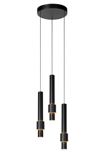 Lucide MARGARY - Pendant light - Ø 28 cm - LED Dim. - 3x4W 2700K - Black turned on