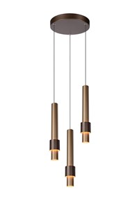 Lucide MARGARY - Pendant light - Ø 28 cm - LED Dim. - 3x4W 2700K - Coffee turned on 6