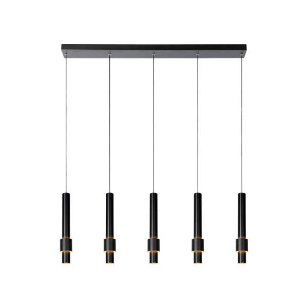 Lucide MARGARY - Pendant light - LED Dim. - 5x4,2W 2700K - Black - turned on