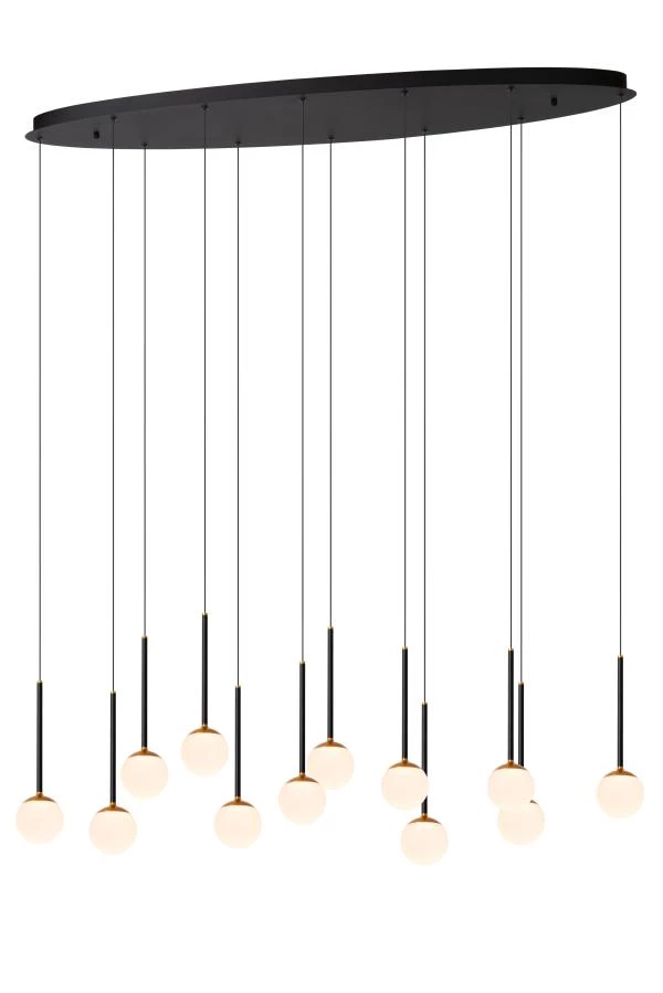 Lucide Premium CALINA - Pendant light - LED Dim. - 12x7,7W 2700K - Black - turned on