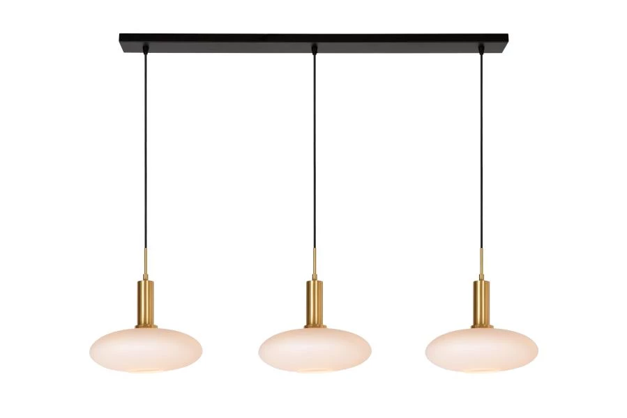 Lucide SINGALA - Pendant light - 3xE27 - Matt Gold / Brass - turned on 2