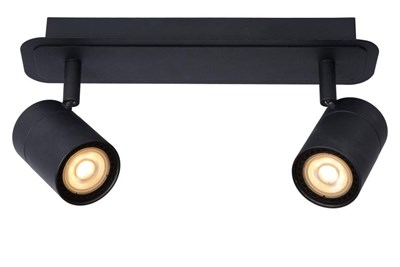 Lucide LENNERT - Spot plafond Salle de bains - LED Dim. - GU10 - 2x5W 3000K - IP44 - Noir