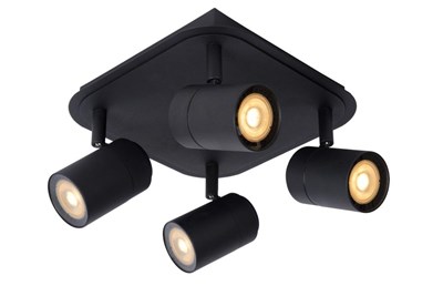 Lucide LENNERT - Ceiling spotlight Bathroom - LED Dim. - GU10 - 4x5W 3000K - IP44 - Black