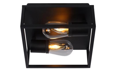 Lucide CARLYN - Flush ceiling light Bathroom - 2xE14 - IP54 - Black