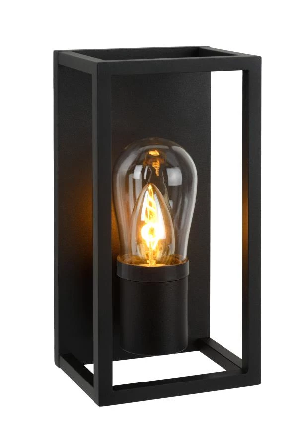 Lucide CARLYN - Wall light Bathroom - 1xE14 - IP54 - Black - turned on