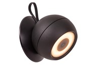 Lucide LUNEX - wiederaufladbare Wandleuchte Innen/Außen - Akku/Batterie - LED Dim. - 1x2W 3000K - IP54 - Magnetisch - Schwarz eingeschaltet