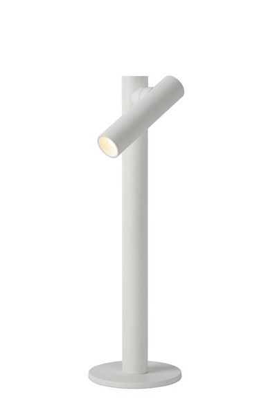 Lucide ANTRIM - Lampe de bureau Rechargeable Intérieur/Extérieur - Batterie/Piles - LED Dim. - 1x2,2W 2700K - IP54 - Avec station de charge sans fil - Blanc