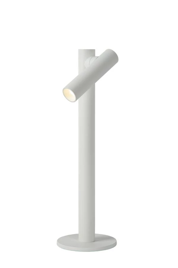 Lucide ANTRIM - Oplaadbare Bureaulamp Binnen/Buiten - Accu/Batterij - LED Dimb. - 1x2,2W 2700K - IP54 - Met draadloos oplaadstation - Wit - aangezet 1