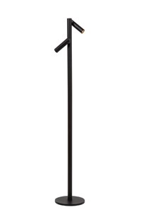 Lucide ANTRIM - Rechargeable Floor reading lamp Indoor/Outdoor - Battery pack - LED Dim. - 2x2,2W 2700K - IP54 - With wireless charging pad - Black turned on