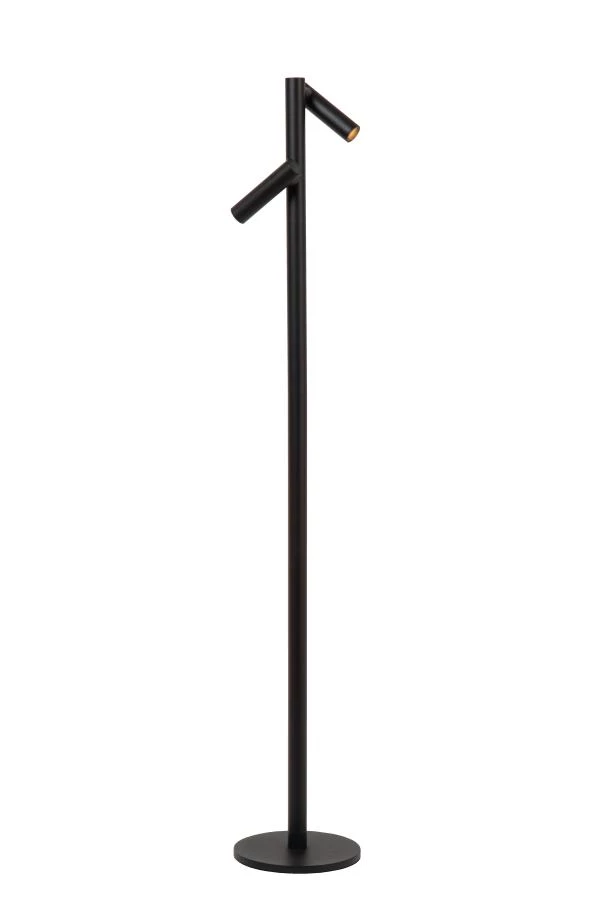 Lucide ANTRIM - Rechargeable Floor reading lamp Indoor/Outdoor - Battery pack - LED Dim. - 2x2,2W 2700K - IP54 - With wireless charging pad - Black - turned on