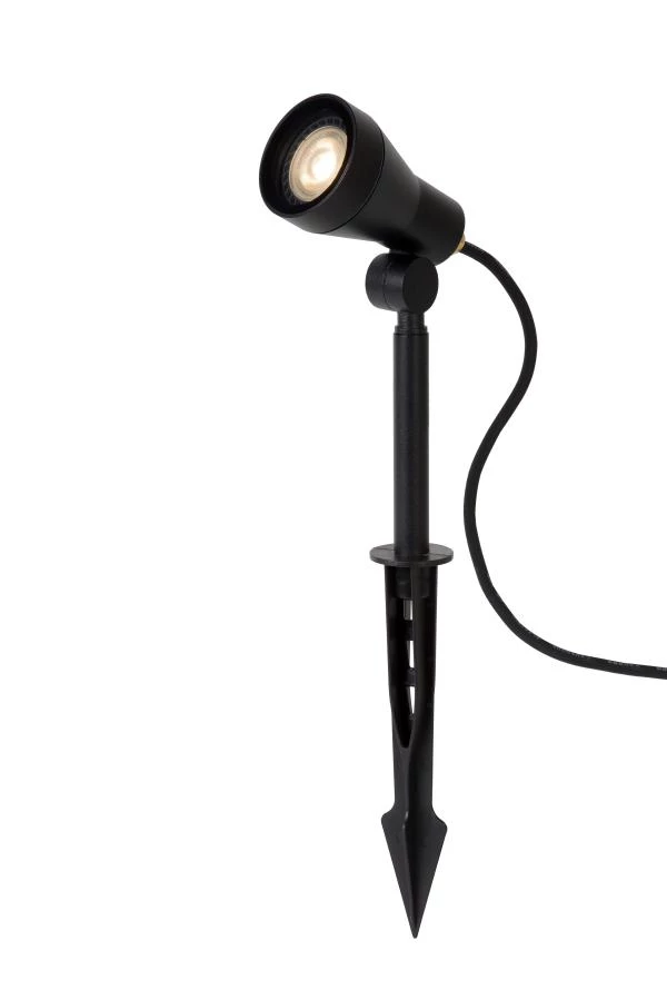 Lucide SPIKE - Garden spotlight - Ø 6,5 cm - LED Dim. - GU10 - 1x5W 3000K - IP54 - Black - turned on