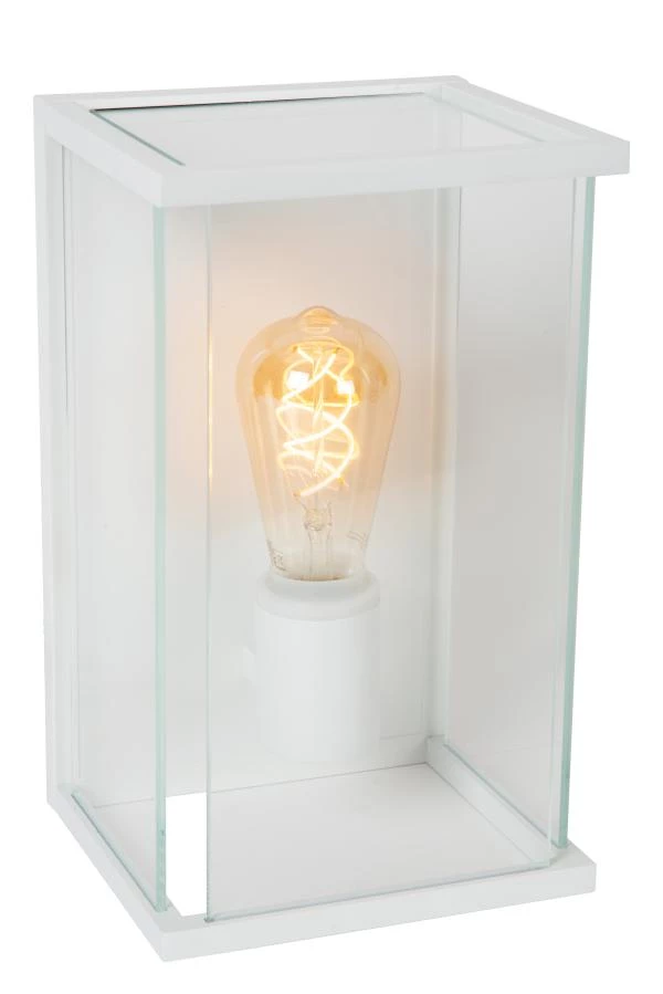 Lucide CLAIRE - Wall light Indoor/Outdoor - 1xE27 - IP54 - White - turned on 1