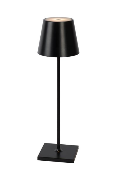 Lucide JUSTIN - Rechargeable Table lamp Indoor/Outdoor - Battery pack - Ø 11 cm - LED Dim. - CCT - 1x2,2W 2700K/3000K - IP54 - Black