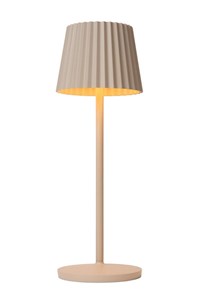 Lucide JUSTINE - wiederaufladbare Tischlampe Innen/Außen - Akku/Batterie - LED Dim. - 1x2W 2700K - IP54 - Mit kabelloser Ladestation - Beige eingeschaltet 8