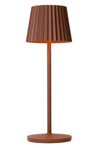 Lucide JUSTINE - Rechargeable Table lamp Indoor/Outdoor - Battery pack - LED Dim. - 1x2W 2700K - IP54 - With wireless charging pad - Rust Brown turned on 7