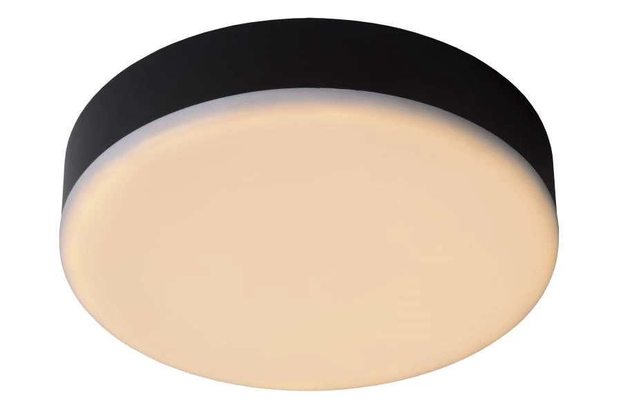 Lucide CERES-LED - Lámpara de techo Baño - Ø 21,5 cm - LED Regul. - 1x30W 3000K - IP44 - Negro - encendido