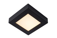 Lucide BRICE-LED - Flush ceiling light Bathroom - LED Dim. - 1x15W 3000K - IP44 - Black turned on