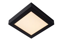 Lucide BRICE-LED - Flush ceiling light Bathroom - LED Dim. - 1x22W 3000K - IP44 - Black turned on