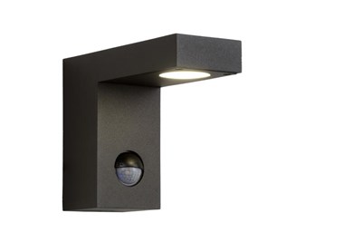 Lucide TEXAS-IR - Wall spotlight / Wall light Indoor/Outdoor - LED - 1x7W 3000K - IP54 - Motion & Day/Night Sensor (deactivatable) - Anthracite