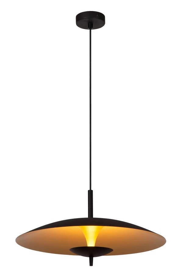 Lucide VULCAN - Pendant light - Ø 47 cm - LED Dim. - 1x9W 3000K - Black - turned on