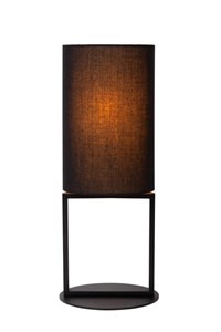 Lucide HERMAN - Tischlampe - Ø 20 cm - 1xE27 - Schwarz eingeschaltet