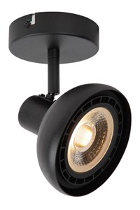 Lucide SENSAS - Ceiling spotlight - 1xGU10 (ES111) - Black turned on