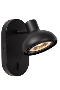 Lucide SENSAS - Bedside lamp / Wall light - 1xGU10 (ES111) - Black turned on