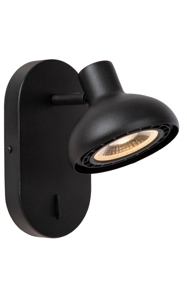 Lucide SENSAS - Bedside lamp / Wall light - 1xGU10 (ES111) - Black - turned on