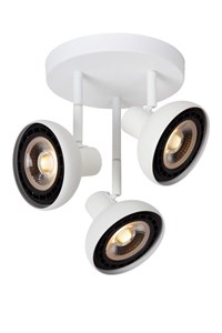 Lucide SENSAS - Ceiling spotlight - Ø 25,8 cm - 3xGU10 (ES111) - White turned on 1