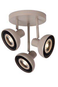 Lucide SENSAS - Ceiling spotlight - Ø 25,8 cm - 3xGU10 (ES111) - Cream turned on 8