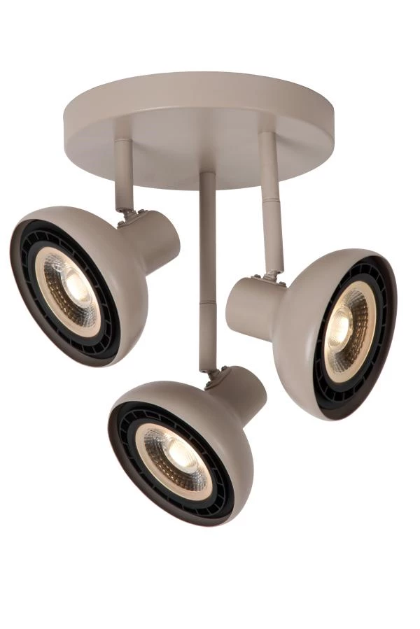 Lucide SENSAS - Ceiling spotlight - Ø 25,8 cm - 3xGU10 (ES111) - Cream - turned on 8