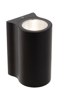 Lucide AKRA - Wandleuchte Innen/Außen - LED - 1x6W 2700K - IP54 - Schwarz eingeschaltet