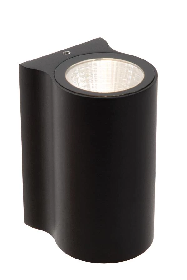 Lucide AKRA - Wandleuchte Innen/Außen - LED - 1x6W 2700K - IP54 - Schwarz - eingeschaltet