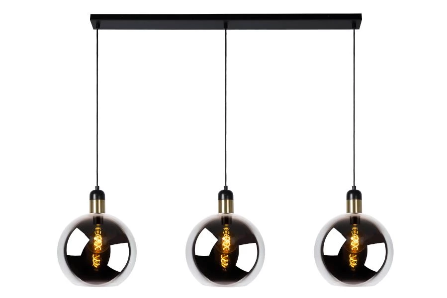 Lucide JULIUS - Pendant light - 3xE27 - Smoke Grey - turned on 5