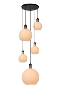 Lucide JULIUS - Pendant light - 5xE27 - Opal turned on 1