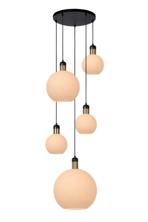 Lucide JULIUS - Pendant light - 5xE27 - Opal - turned on 1