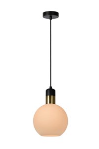 Lucide JULIUS - Pendant light - Ø 20 cm - 1xE27 - Opal turned on 1