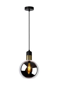 Lucide JULIUS - Pendant light - Ø 20 cm - 1xE27 - Smoke Grey turned on 5